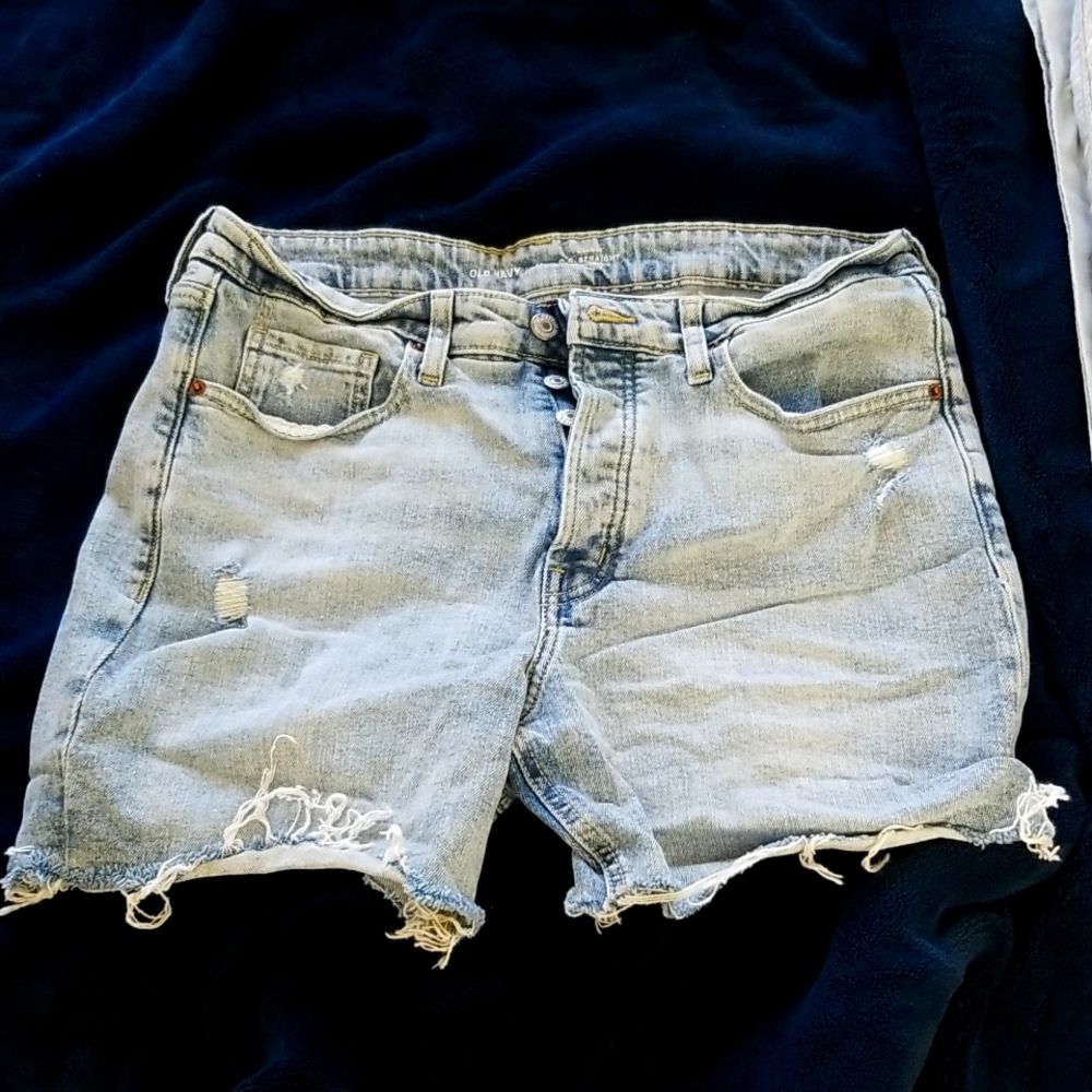 Old navy size 12 high ride o.g. straight secret smooth pockets jean shorts